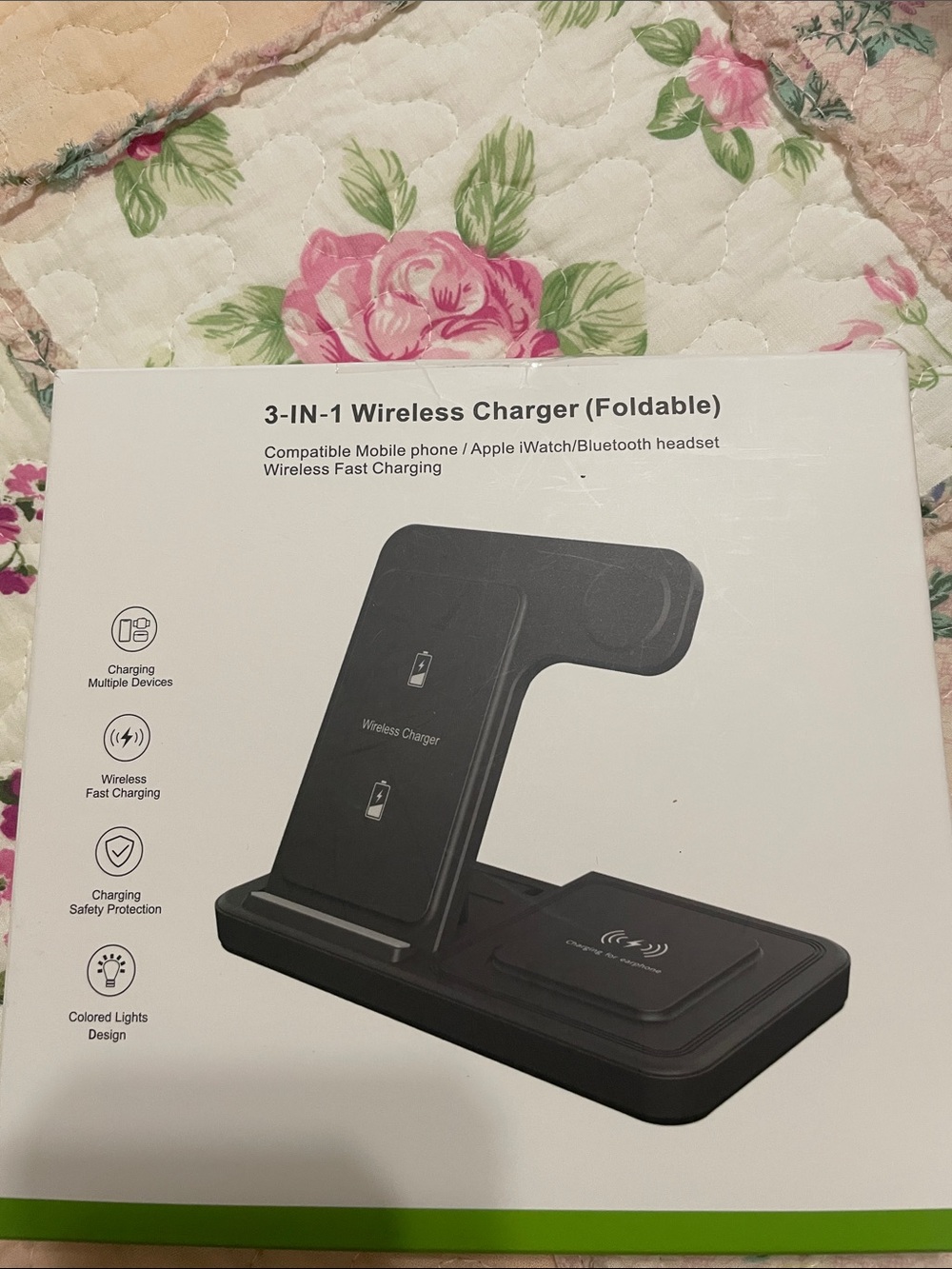 Foldable 3-in-1 Wireless Charging Stand -Purple